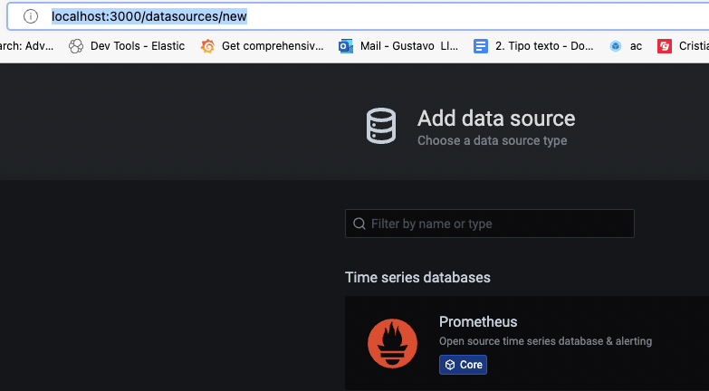 Adding Prometheus as a data source screen example
